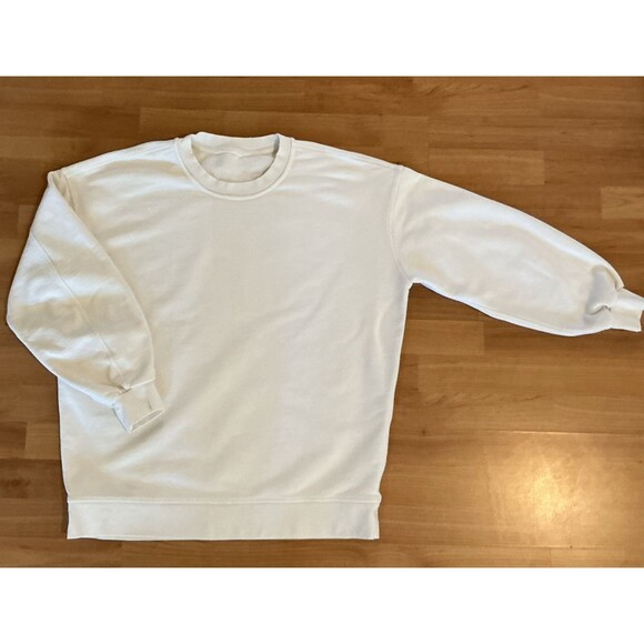 Lululemon Perfectly Oversized XL Crew Sweatshirt Womens White Cropped Jelly Logo - Picture 10 of 13